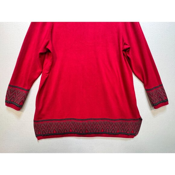 Cj Banks Women's Tunic Pullover Sweater Knit Stretch Size 2X Red Long Sleeve - Picture 10 of 11
